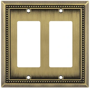 Sunken Pearls Heavy Duty Decorative Wall Plate Switch Plate Outlet Cover (Double Decorator, Antique Brass) Sunken Pearls Heavy Duty Decorative Wall Plate Switch Plate Outlet Cover (Double Decorator, Antique Brass)