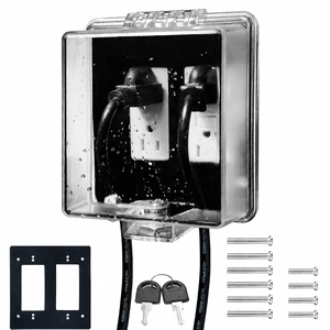 2-Gang Baby Safety Dual Outlet Cover Box - Fit 1.3 x 2.66, Easier Operation, Simple 4 Step Install,Provides Extra Space Inside for Plugs,Adapters,4.53" high x 4.35" Wide x 2.52" deep 2-Gang Baby Safety Dual Outlet Cover Box - Fit 1.3 x 2.66, Easier Operation, Simple 4 Step Install,Provides Extra Space Inside for Plugs,Adapters,4.53" high x 4.35" Wide x 2.52" deep
