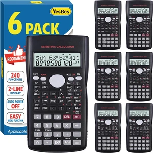 6 Pack Scientific Calculators Bulk, 2-Line Large Screen Display 240 Functions Scientific Calculators for Students, Math Algebra Fraction Calculator for High School College School 6 Pack Scientific Calculators Bulk, 2-Line Large Screen Display 240 Functions Scientific Calculators for Students, Math Algebra Fraction Calculator for High School College School