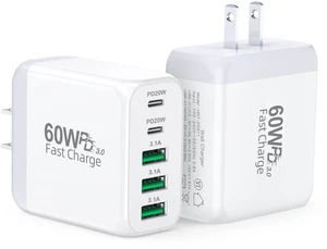 USB C Wall Charger Block, 2Pack 60W 5-Port C Charger Fast Charging Block | PD Power Adapter +QC Multiport Type C Box Brick Cube USB A Wall Plug for iPhone 16/15/14 Pro Max Plus, iPad,Samsung Galaxy USB C Wall Charger Block, 2Pack 60W 5-Port C Charger Fast Charging Block | PD Power Adapter +QC Multiport Type C Box Brick Cube USB A Wall Plug for iPhone 16/15/14 Pro Max Plus, iPad,Samsung Galaxy
