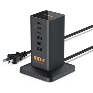 100W USB Charging Station for Multiple Devices 6-in-1 USB Charger | Desktop Accessories with 3 USB C, 3 USB A for iPhone 17/16/15, MacBook, Tablet, Home Drom Office, Black 100W USB Charging Station for Multiple Devices 6-in-1 USB Charger | Desktop Accessories with 3 USB C, 3 USB A for iPhone 17/16/15, MacBook, Tablet, Home Drom Office, Black