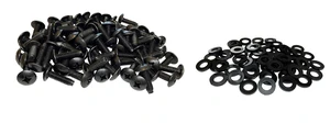 12-24 Truss Rack Screws with Washers | Black | 50 Pack | USA-made 12-24 black pilot point rack screws with protective washers for secure server equipment mounting. 12-24 Truss Rack Screws with Washers | Black | 50 Pack | USA-made 12-24 black pilot point rack screws with protective washers for secure server equipment mounting.