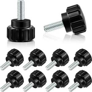 M4 x 10 mm Threaded Knurled Thumb Screws for Monitor Mounts, 10 Pcs | Black Carbon Steel Clamping Knobs with Threaded Thumb Screw Design for Monitor Mounts M4 x 10 mm Threaded Knurled Thumb Screws for Monitor Mounts, 10 Pcs | Black Carbon Steel Clamping Knobs with Threaded Thumb Screw Design for Monitor Mounts