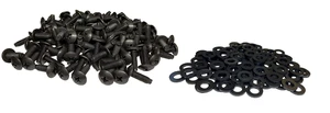 M6 Rack Screws 100 Pack w/Washers - USA Made | USA-made RackGold M6 rack screws with pre-installed washers (100-pack) for secure mounting in IT server racks. M6 Rack Screws 100 Pack w/Washers - USA Made | USA-made RackGold M6 rack screws with pre-installed washers (100-pack) for secure mounting in IT server racks.