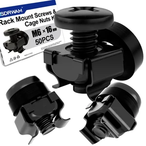 50PCS M6 x 16mm Rack Mount Screws and Cage Nuts with Washers | For server racks, network cabinets and equipment mounting 50PCS M6 x 16mm Rack Mount Screws and Cage Nuts with Washers | For server racks, network cabinets and equipment mounting