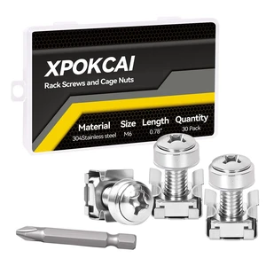 M6×20mm Rack Screws & Cage Nuts 304 Stainless Steel , 30-Pack | Rack Mount Screws For Server Racks, Routers Enclosures & Audio Equipment Cabinets M6×20mm Rack Screws & Cage Nuts 304 Stainless Steel , 30-Pack | Rack Mount Screws For Server Racks, Routers Enclosures & Audio Equipment Cabinets