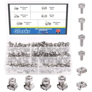 80Sets/160Pcs M5 M6 Cage Nuts and Screws Set, Square Hole Hardware Cage Nuts & Mounting Screws Washers for Server Rack and Cabinet (M5 x 16mm, M5 x 20mm, M6 x 16mm, M6 x 20mm) 80Sets/160Pcs M5 M6 Cage Nuts and Screws Set, Square Hole Hardware Cage Nuts & Mounting Screws Washers for Server Rack and Cabinet (M5 x 16mm, M5 x 20mm, M6 x 16mm, M6 x 20mm)