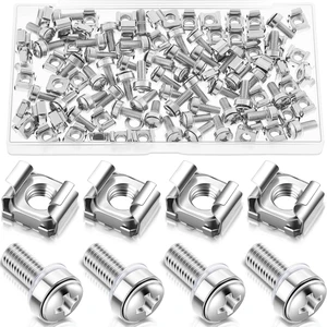 50 Sets M6 x 20mm Rack Mount Cage Nuts Screws Washers Server Cabinet | Stainless Steel Square Insert Nuts, with a Transparent Plastic Box, Suitable for Installing Various Server Rack Hardware 50 Sets M6 x 20mm Rack Mount Cage Nuts Screws Washers Server Cabinet | Stainless Steel Square Insert Nuts, with a Transparent Plastic Box, Suitable for Installing Various Server Rack Hardware