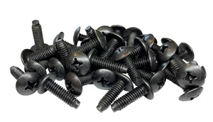 12-24 Truss Rack Screws | Black | 25 Pack | USA-made 25-pack of 12-24 rack screws and washers. Hardened steel prevents stripping in server racks. 12-24 Truss Rack Screws | Black | 25 Pack | USA-made 25-pack of 12-24 rack screws and washers. Hardened steel prevents stripping in server racks.