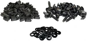 12-24 Truss Rack Screws | Snap-in Cage Nuts & Washers | Black | 25 Pack | USA-made 25-pack 12-24 black snap-in cage nuts, pilot point screws, and protective washers. 12-24 Truss Rack Screws | Snap-in Cage Nuts & Washers | Black | 25 Pack | USA-made 25-pack 12-24 black snap-in cage nuts, pilot point screws, and protective washers.