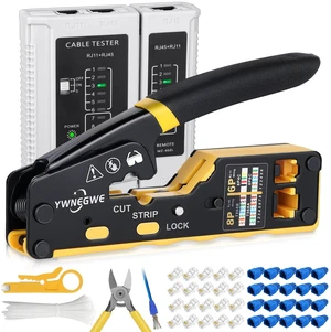 RJ45 Crimp Tool Kit Pass Through Crimper Tool for 8P RJ45 Cat5 Cat5e Cat6 Cat6a 6P RJ11/12 Modular Connectors, All-in-One RJ45 Tools Stripper Cutter Crimper Ethernet Crimping Tool Kit (144PCS) RJ45 Crimp Tool Kit Pass Through Crimper Tool for 8P RJ45 Cat5 Cat5e Cat6 Cat6a 6P RJ11/12 Modular Connectors, All-in-One RJ45 Tools Stripper Cutter Crimper Ethernet Crimping Tool Kit (144PCS)