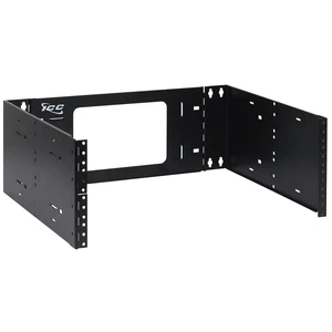 4U EZ-Fold Wall Mount Rack Bracket, 15" Deep, 30 lb Capacity, Black | Patented folding arms ship flat, rear swing-out access, dual stud attachment, bridge lances aid tie-downs 4U EZ-Fold Wall Mount Rack Bracket, 15" Deep, 30 lb Capacity, Black | Patented folding arms ship flat, rear swing-out access, dual stud attachment, bridge lances aid tie-downs