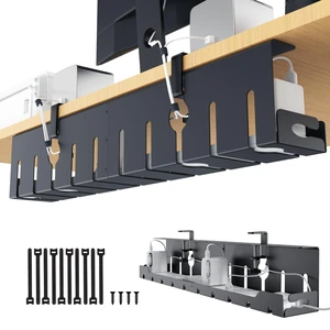 Under Desk Cable Management Tray 32 in, Metal Cable Holder, Black | Open Frame Cable Raceways, No Drill Clamp/Screw Mount, Cord Organizer for Home Office & Standing Desk Under Desk Cable Management Tray 32 in, Metal Cable Holder, Black | Open Frame Cable Raceways, No Drill Clamp/Screw Mount, Cord Organizer for Home Office & Standing Desk