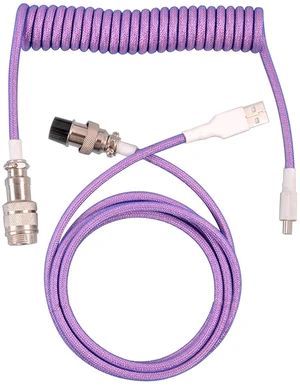 Coiled USB C Keyboard Cable for Gaming Keyboard, Double-Sleeved Mechanical Keyboard Cable with Detachable Metal Aviator, 1.5M USB-C to USB-A(Purple) Coiled USB C Keyboard Cable for Gaming Keyboard, Double-Sleeved Mechanical Keyboard Cable with Detachable Metal Aviator, 1.5M USB-C to USB-A(Purple)
