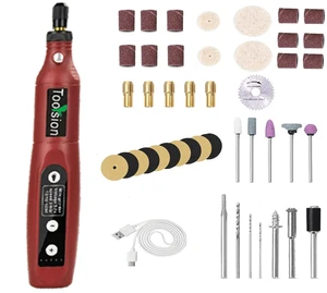 Mini Cordless Rotary Tool,45 PCS Accessories and USB C Charging and 3.7V 2.0Ah rechargeable battery pack rotary tool kit,5-speed for sanding,engraving,polishing,cutting, Diy Craftsred Mini Cordless Rotary Tool,45 PCS Accessories and USB C Charging and 3.7V 2.0Ah rechargeable battery pack rotary tool kit,5-speed for sanding,engraving,polishing,cutting, Diy Craftsred