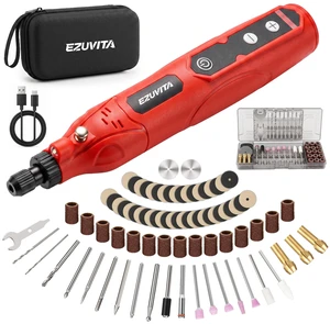 4V Cordless Mini Rotary Tool Kit, 84PC Accessories (RED) | 5-Speed Memory Function, 2000mAh Battery, Type-C Charging, Sanding Grinding Engraving Accessories, Plastic Box, Carry Bag 4V Cordless Mini Rotary Tool Kit, 84PC Accessories (RED) | 5-Speed Memory Function, 2000mAh Battery, Type-C Charging, Sanding Grinding Engraving Accessories, Plastic Box, Carry Bag