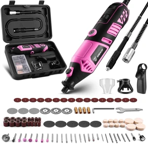 Rotary Tool Kit, 1.5-Amp Corded Power Rotary Tools with 42" Flex Shaft, 6 Variable Speed, 8,000-35,000 RPM, 129 Pcs Accessories Kit for Cutting, Sanding, Grinding, Carving & DIY Projects Pink Rotary Tool Kit, 1.5-Amp Corded Power Rotary Tools with 42" Flex Shaft, 6 Variable Speed, 8,000-35,000 RPM, 129 Pcs Accessories Kit for Cutting, Sanding, Grinding, Carving & DIY Projects Pink
