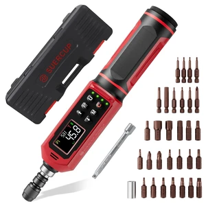 Digital Torque Screwdriver, 0.8-53.1in-lbs/0.09-6Nm, ±1% Accuracy | Electrician Torque Screwdriver, LED , Buzzer, Vibration, 9 Preset Mode and 5 Units, For Bike, Gunsmithing , Scope Mounting