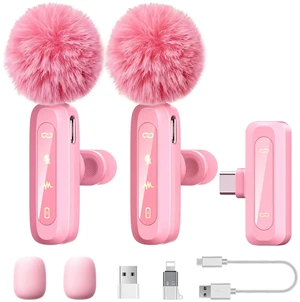 Pink Wireless Lavalier Microphone for iPhone/Android, 60ft Transmission, Record While Charging, Ultra-Long Battery Life, Noise Reduction, Plug & Play, for Vlog TikTok YouTube (Pink) Pink Wireless Lavalier Microphone for iPhone/Android, 60ft Transmission, Record While Charging, Ultra-Long Battery Life, Noise Reduction, Plug & Play, for Vlog TikTok YouTube (Pink)
