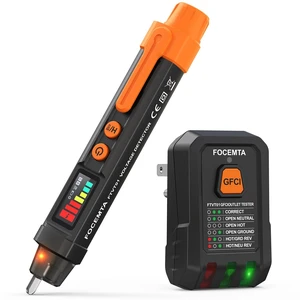Non-Contact Voltage Tester & Outlet Tester, Color Screen Display | 2-in-1 Kit: Dual Range electric tester pen, LED Light; GFCI Tester with Indicator Lights, Suitable for electrician and DIYer Non-Contact Voltage Tester & Outlet Tester, Color Screen Display | 2-in-1 Kit: Dual Range electric tester pen, LED Light; GFCI Tester with Indicator Lights, Suitable for electrician and DIYer