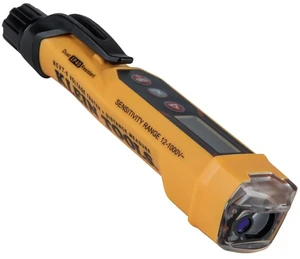 NCVT-6 Non-Contact Volt Tester, 12 - 1000V AC Pen with Integrated Laser Distance Measure, LED and Audible Alarms, Pocket Clip