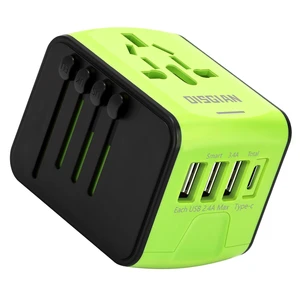 Travel Adapter, Universal Adapter with 3 USB-A and USB-C Green | Universal International Plug Adapter Wall Charger Worldwide AC Power Plug for Multi-Nation Travel UK, EU, AU Travel Adapter, Universal Adapter with 3 USB-A and USB-C Green | Universal International Plug Adapter Wall Charger Worldwide AC Power Plug for Multi-Nation Travel UK, EU, AU