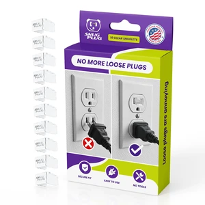 Loose Outlet Plug Fix | Snug Plug Outlet Tightener| Clear | 10 Pack | Loose plug outlet insert gives power cords a snug, secure fit to help keep plugs in place without slipping or falling out