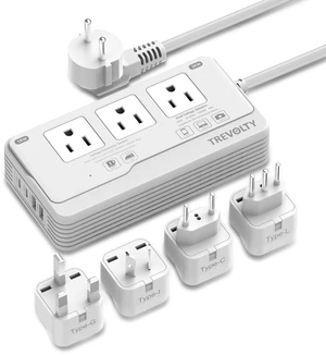 7-in-1 220V to 110V Voltage Converter for European Travel, 2000W US to Europe Converter for Hair Dryers, Power Converter Adapter Combo Featuring 3 AC, 2 USBA & 2 USBC Ports, Type G/C/I/L Plugs 7-in-1 220V to 110V Voltage Converter for European Travel, 2000W US to Europe Converter for Hair Dryers, Power Converter Adapter Combo Featuring 3 AC, 2 USBA & 2 USBC Ports, Type G/C/I/L Plugs