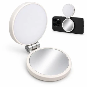 Magnetic Phone Fill Light with 360° Rotation, Portable Selfie Light | with Built -in Mirror, Portable Camera LED Light for Video Recording, Selfies, Makeup and Vlogging, White Magnetic Phone Fill Light with 360° Rotation, Portable Selfie Light | with Built -in Mirror, Portable Camera LED Light for Video Recording, Selfies, Makeup and Vlogging, White
