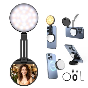 Magnetic Selfie Light Portable Fill Light Compatible with iPhone Magsafe, 5 LED Modes CRI95+ Phone Ring Light with Mirror Rechargeable Selfie Light for Photography Video Conference Makeup Magnetic Selfie Light Portable Fill Light Compatible with iPhone Magsafe, 5 LED Modes CRI95+ Phone Ring Light with Mirror Rechargeable Selfie Light for Photography Video Conference Makeup