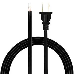 Power Gear 8 Ft Lamp Cord, Polarized Molded Plug, 2-Prong, DIY Repair/Replacement, UL Listed, Black, 54435 Power Gear 8 Ft Lamp Cord, Polarized Molded Plug, 2-Prong, DIY Repair/Replacement, UL Listed, Black, 54435