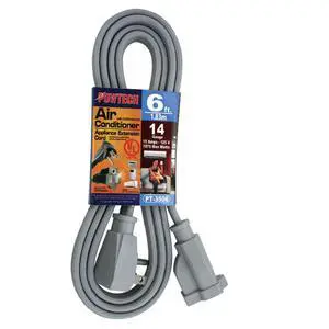 Heavy duty 6 FT Air Conditioner and Major Appliance Extension Cord UL Listed 14 Gauge, 125V, 15 Amps, 1875 Watts GROUNDED 3-PRONGED CORD Heavy duty 6 FT Air Conditioner and Major Appliance Extension Cord UL Listed 14 Gauge, 125V, 15 Amps, 1875 Watts GROUNDED 3-PRONGED CORD