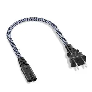 Short 2 Prong Power Cord, 1FT/0.3M Power Cable 7A 125V TV Power Cord 18AWG Power Cable Replacement for Sony PS5, PS4, PS3, Game Console, Speaker, Monitor, HDTV, 4K TV, Printer, DV Camera Short 2 Prong Power Cord, 1FT/0.3M Power Cable 7A 125V TV Power Cord 18AWG Power Cable Replacement for Sony PS5, PS4, PS3, Game Console, Speaker, Monitor, HDTV, 4K TV, Printer, DV Camera