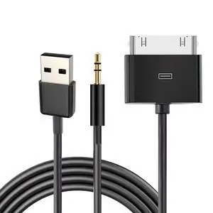 30 Pin to AUX USB, 30 Pin Charger Dock to 3.5mm Car AUX Audio USB Charger Cable Data Sync Transfer & Charging for Phone 3G 4G Pod Touch (Black) 30 Pin to AUX USB, 30 Pin Charger Dock to 3.5mm Car AUX Audio USB Charger Cable Data Sync Transfer & Charging for Phone 3G 4G Pod Touch (Black)