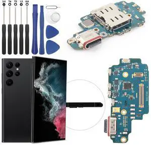 Dock Connector for Samsung Galaxy S22 Ultra Charging Port Flex Cable Replacement for Samsung S22 Ultra 5G SM-S908U SM-S908U1 USB Charger Dock Board Connector with Tools (Black) Dock Connector for Samsung Galaxy S22 Ultra Charging Port Flex Cable Replacement for Samsung S22 Ultra 5G SM-S908U SM-S908U1 USB Charger Dock Board Connector with Tools (Black)