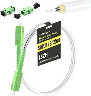 Armored SC/APC to SC/APC Fiber Optic Cable 3FT - Pet Proof Single Mode Internet Patch Cord for Verizon Fios, AT&T, Google Fiber OS1/OS2 9/125um LSZH White Extension with 2 Couplers Armored SC/APC to SC/APC Fiber Optic Cable 3FT - Pet Proof Single Mode Internet Patch Cord for Verizon Fios, AT&T, Google Fiber OS1/OS2 9/125um LSZH White Extension with 2 Couplers