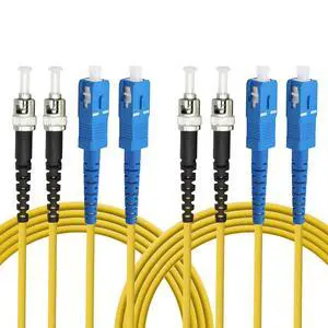 SC to ST Fiber Patch Cable, 3M (9.84ft) Single-Mode Duplex Jumper - SC/UPC-ST/UPC 9/125um OS2 Yellow SM Optical Patch Cord (2 Pack, 3M(9.84ft)) SC to ST Fiber Patch Cable, 3M (9.84ft) Single-Mode Duplex Jumper - SC/UPC-ST/UPC 9/125um OS2 Yellow SM Optical Patch Cord (2 Pack, 3M(9.84ft))