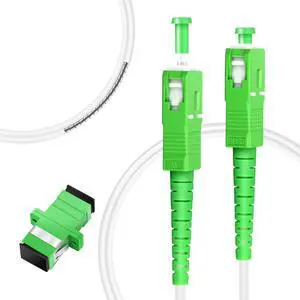 2M(6ft) Armored Fiber Optic Internet Cable SC/APC to SC/APC Single-Mode 9/125m OS1/OS2 Simplex Patch Cord, Heavy-Duty 3mm OD, LSZH, White 2M(6ft) Armored Fiber Optic Internet Cable SC/APC to SC/APC Single-Mode 9/125m OS1/OS2 Simplex Patch Cord, Heavy-Duty 3mm OD, LSZH, White