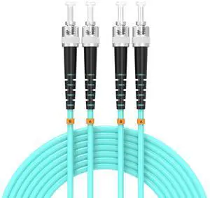 OM3 Fiber Patch Cable ST/UPC to ST/UPC 32ft/10meters 10BG/Gigabit Multimode Duplex Jumper 50/125m Optical Patch Cord, Aqua OM3 Fiber Patch Cable ST/UPC to ST/UPC 32ft/10meters 10BG/Gigabit Multimode Duplex Jumper 50/125m Optical Patch Cord, Aqua