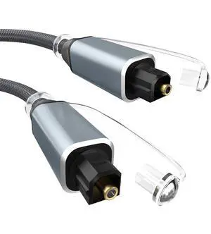 5FT-Toslink Optical Audio Cable Compatible with Soundbar, Stereo Systems, Home Cinema, Xbox One/PS4, TV, Amplifier, Speaker Optical Cable Grey Braid Fiber Optic Cable 5FT-Toslink Optical Audio Cable Compatible with Soundbar, Stereo Systems, Home Cinema, Xbox One/PS4, TV, Amplifier, Speaker Optical Cable Grey Braid Fiber Optic Cable