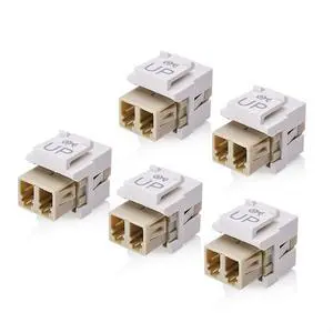 5-Pack LC UPC Duplex Fiber Optic Keystone Coupler Jack, OM1/OM2/OM3/OM4 Multimode, OS2 Single Mode Support 5-Pack LC UPC Duplex Fiber Optic Keystone Coupler Jack, OM1/OM2/OM3/OM4 Multimode, OS2 Single Mode Support