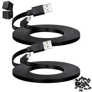 2-Pack 30 ft Cable for WYZE Cam Pan V3 Outdoor Camera, Micro USB 90 Degree Adapter, Flat Power Cord, Black 2-Pack 30 ft Cable for WYZE Cam Pan V3 Outdoor Camera, Micro USB 90 Degree Adapter, Flat Power Cord, Black