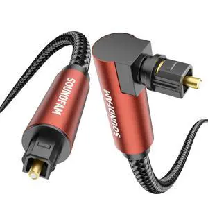 90-Degree Optical Audio Cable 3ft, 360° Swivel Right Angle Toslink Cable with Flexible Cotton Braid, Compatible with Soundbar, TV, PS5, Xbox, Home Theater for Lossless Audio 90-Degree Optical Audio Cable 3ft, 360° Swivel Right Angle Toslink Cable with Flexible Cotton Braid, Compatible with Soundbar, TV, PS5, Xbox, Home Theater for Lossless Audio
