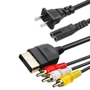 Power Cord and AV Cable Compatible with Xbox, AC Power Cord Fit for Sony PS5/PS4/PS4 Slim/PS3 Slim, Xbox One S/X/Series X/S, TV Printer Speaker Monitor 2 Prong Replacement Power Cord and AV Cable Compatible with Xbox, AC Power Cord Fit for Sony PS5/PS4/PS4 Slim/PS3 Slim, Xbox One S/X/Series X/S, TV Printer Speaker Monitor 2 Prong Replacement