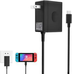 45W Charger for Nintendo Switch,AC Adapter for Nintendo Swith - Fast Travel Wall Charger with 5FT USB C Cable 15V/3A Power Supply for Switch Supports TV Mode and Dock Station (Black) 45W Charger for Nintendo Switch,AC Adapter for Nintendo Swith - Fast Travel Wall Charger with 5FT USB C Cable 15V/3A Power Supply for Switch Supports TV Mode and Dock Station (Black)