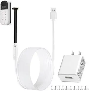 10ft/3m Power Cable and Adapter for myQ Smart Garage Door Video Keypad, Weatherproof Outdoor Flat Charging Cable Continuously Charging Your Video Keypad, Includes White Mounting Nails 10ft/3m Power Cable and Adapter for myQ Smart Garage Door Video Keypad, Weatherproof Outdoor Flat Charging Cable Continuously Charging Your Video Keypad, Includes White Mounting Nails
