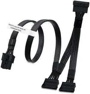 SATA Power Cable for Corsair PSUs, 6 Pin to 3X 15 Pin SATA Hard Drive Power Adapter Splitter Sleeved for BTC Mining Riser Card 20-in(50cm) SATA Power Cable for Corsair PSUs, 6 Pin to 3X 15 Pin SATA Hard Drive Power Adapter Splitter Sleeved for BTC Mining Riser Card 20-in(50cm)