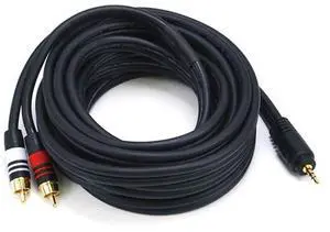 105600 15-Feet Premium Stereo Male to 2RCA Male 22AWG Cable - Black 105600 15-Feet Premium Stereo Male to 2RCA Male 22AWG Cable - Black