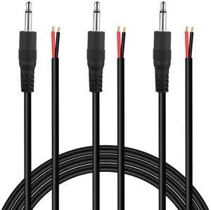 (3 Pack 6 ft Replacement 3.5mm Male Plug to Bare Wire Open End TS 2 Pole Mono 1/8" 3.5mm Plug Jack Connector Audio Cable Repair (3 Pack 6 ft Replacement 3.5mm Male Plug to Bare Wire Open End TS 2 Pole Mono 1/8" 3.5mm Plug Jack Connector Audio Cable Repair
