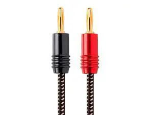Premium Braided Speaker Wire 14AWG - With Gold Plated Banana Plug Connectors - Affinity Series, 1 Pack, 3 Foot Red/Black Premium Braided Speaker Wire 14AWG - With Gold Plated Banana Plug Connectors - Affinity Series, 1 Pack, 3 Foot Red/Black